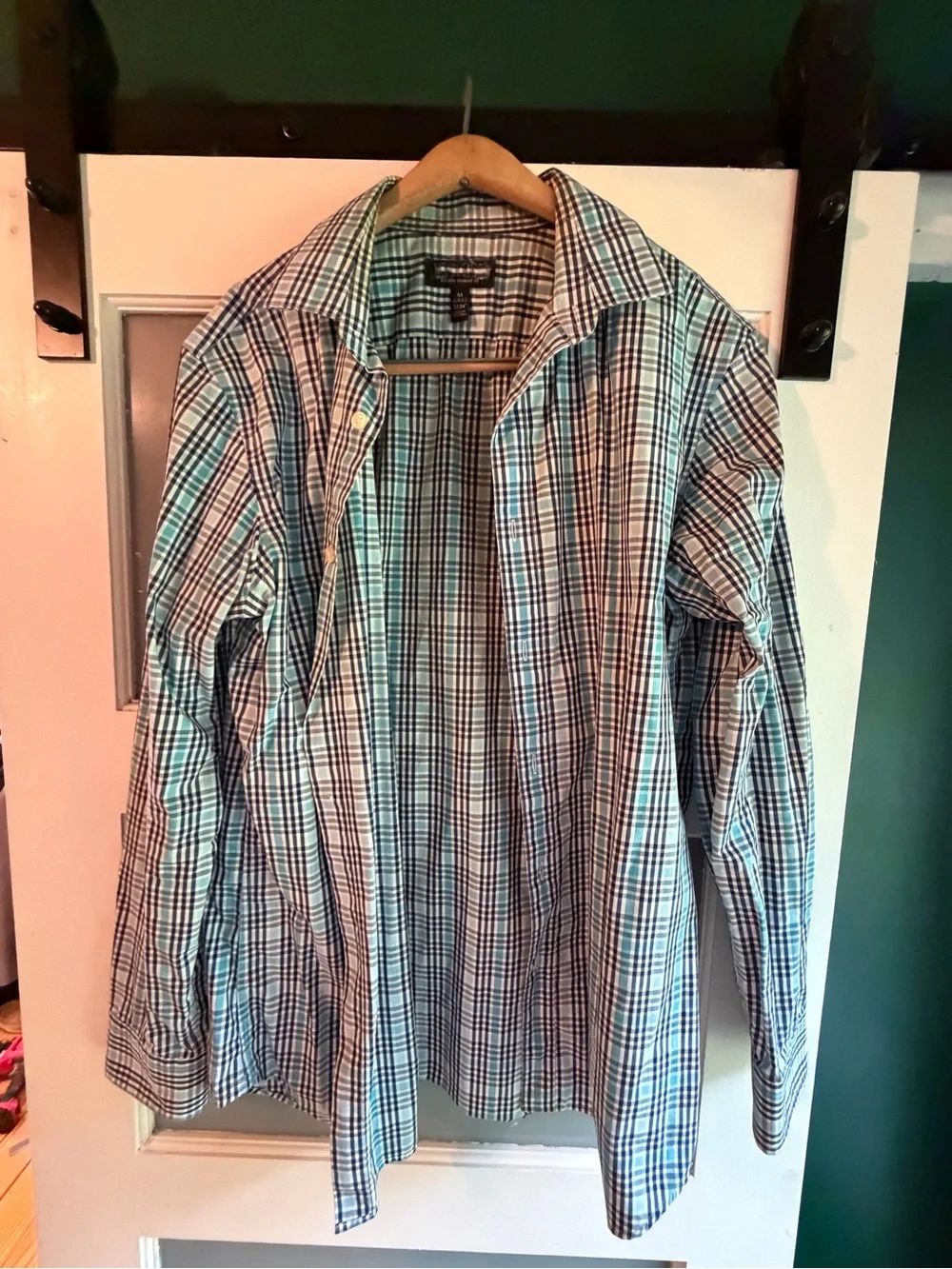 Banana Republic Blue and White Plaid Button-Down Shirt